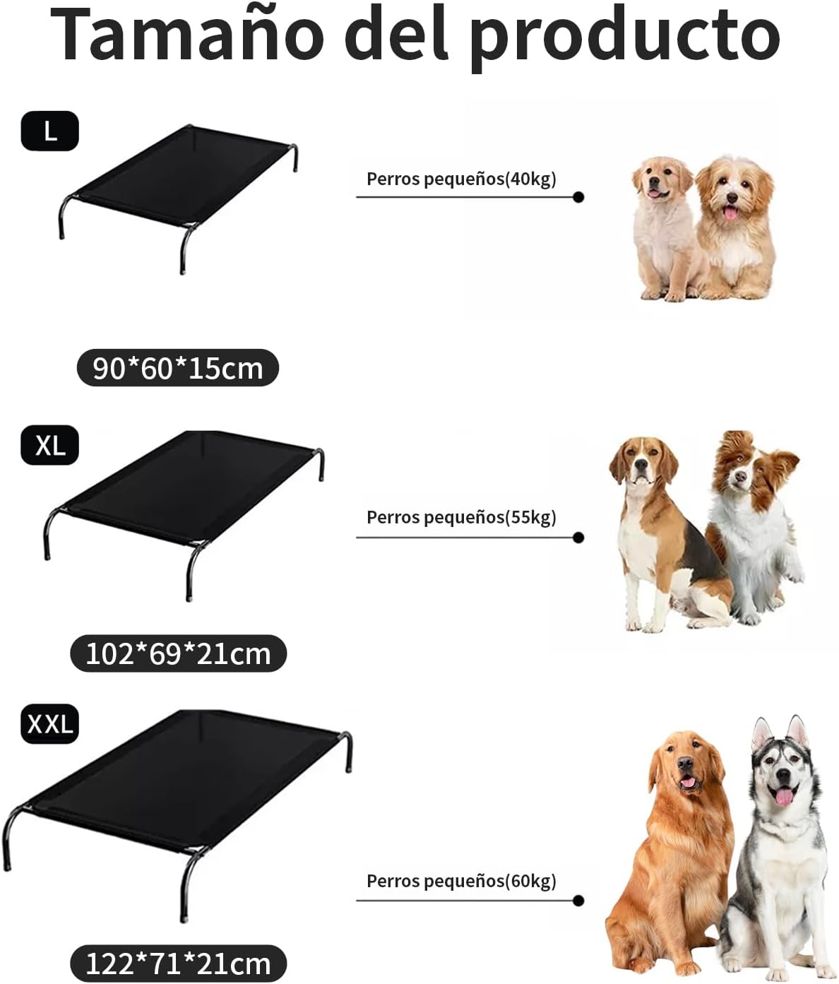 👉 Cama Elevada Premium para Perros (Transpirable + Portátil)