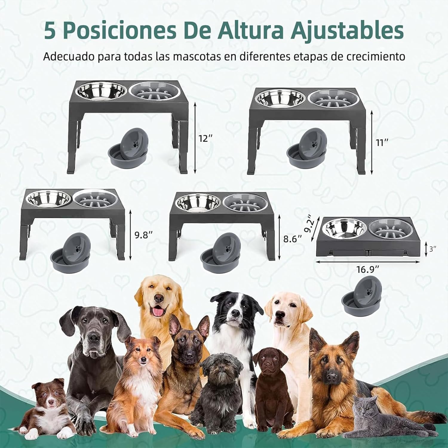 👉 Comedero Inteligente Elevado 3 en 1 para Perros
