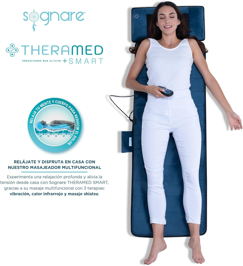 Sognare Theramed SMART Colchoneta de Masajeadora 10 Motores 3 Terapias Calor Infrarrojo