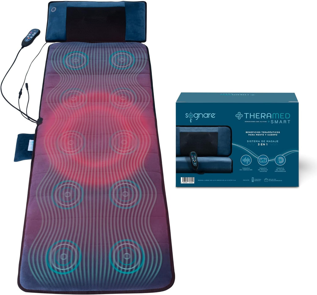 Sognare Theramed SMART Colchoneta de Masajeadora 10 Motores 3 Terapias Calor Infrarrojo