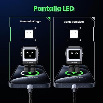 El cargador UGREEN Uno 30W con pantalla LED que ajusta la energía automáticamente para una carga rápida, segura y moderna