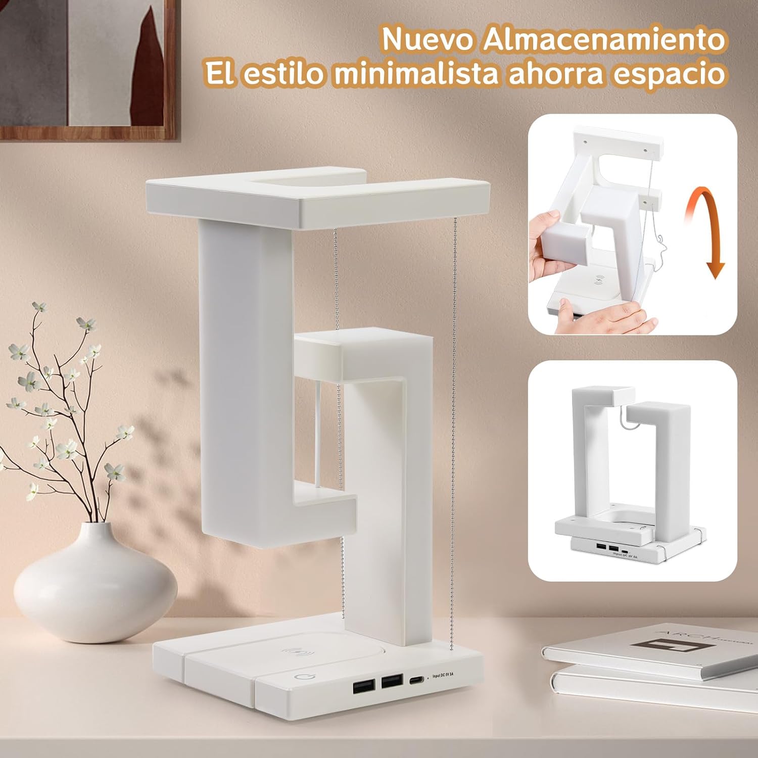 Lámpara de Mesa Levitante + Cargador Inalámbrico & USB-C Integrado 🌙⚡