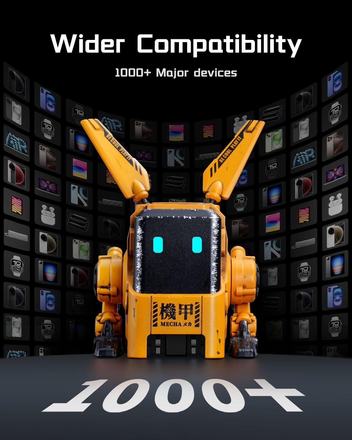 Cargador Rápido GaN 65W USB-C + USB-A | Diseñado Con Estilo Robot Futurista