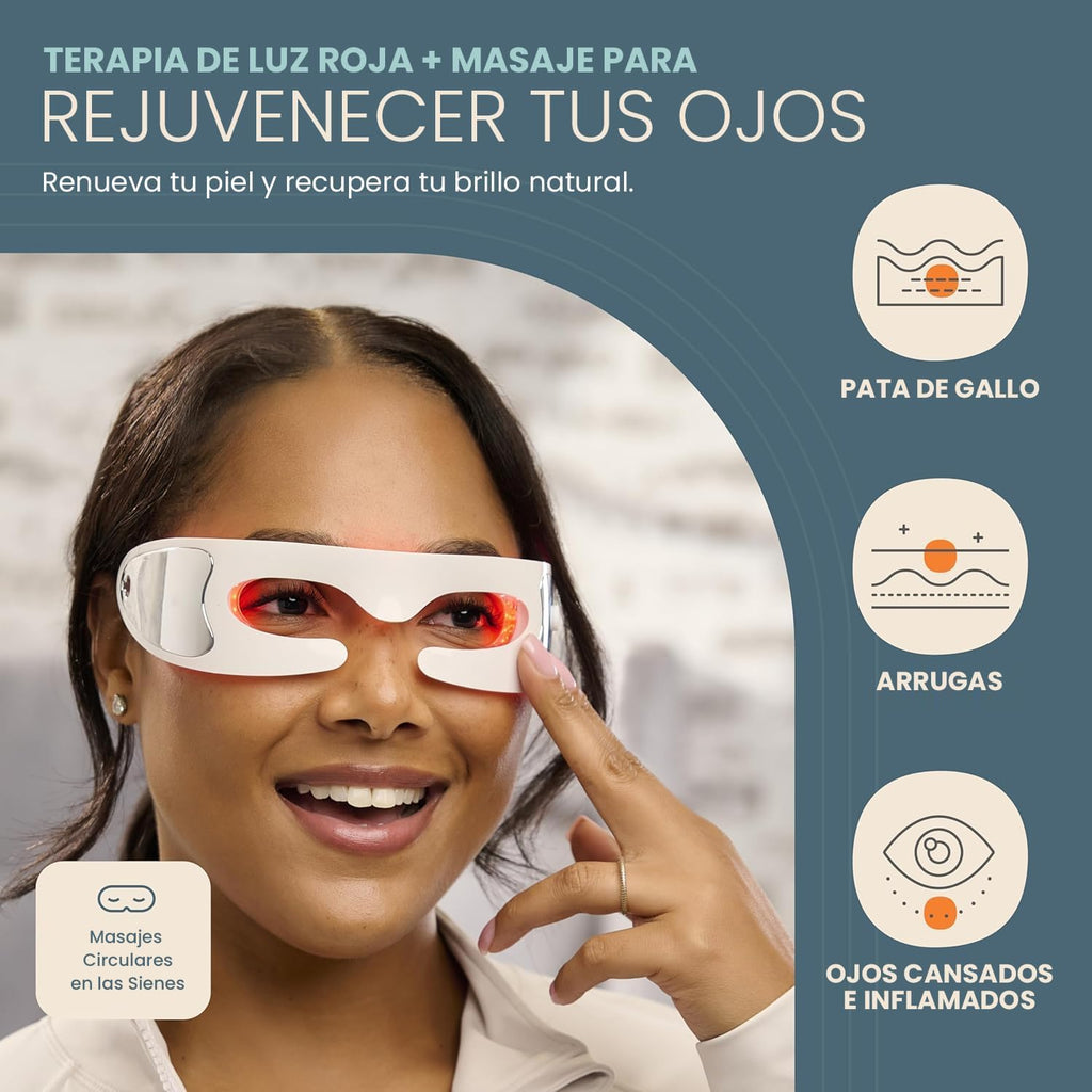 Masajeador de Ojos con Luz Roja, Calor y Vibración – Alivia Fatiga, Ojeras y Arrugas