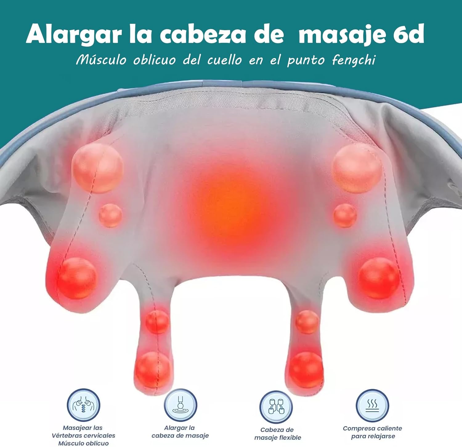 Masajeador Cervical con Calor Recargable – Alivio Profundo para Cuello, Espalda y Cuerpo