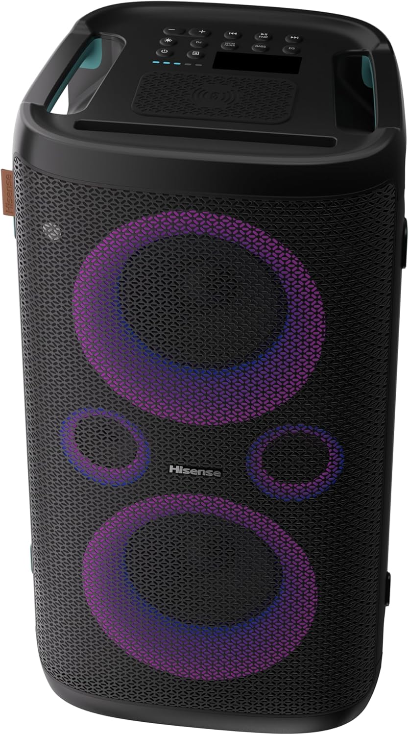 Altavoz Inalámbrico para Fiesta Hisense HP100 Party Rocker – 300W, IPX4, Batería 15 h, DJ & Karaoke