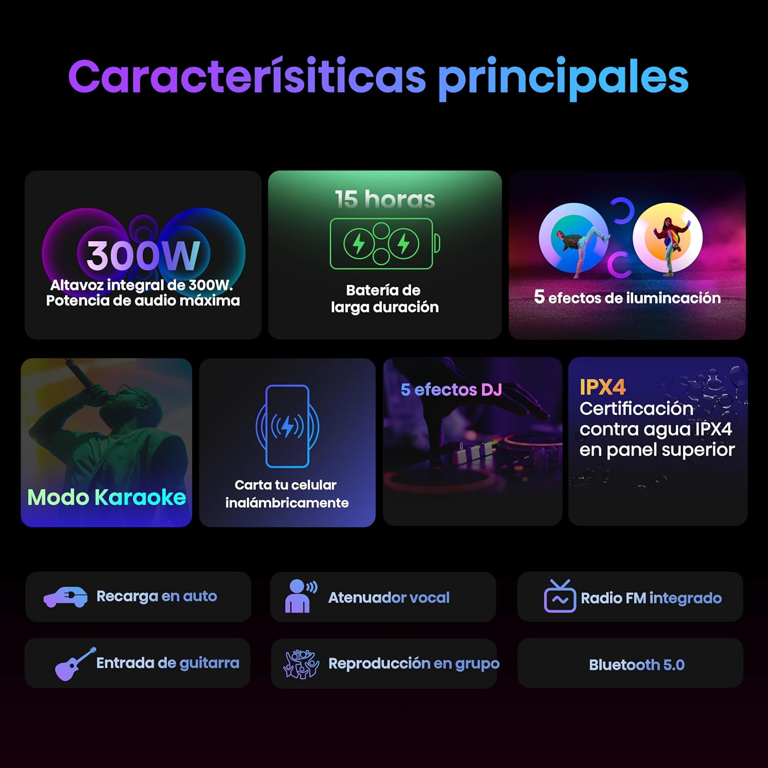 Altavoz Inalámbrico para Fiesta Hisense HP100 Party Rocker – 300W, IPX4, Batería 15 h, DJ & Karaoke