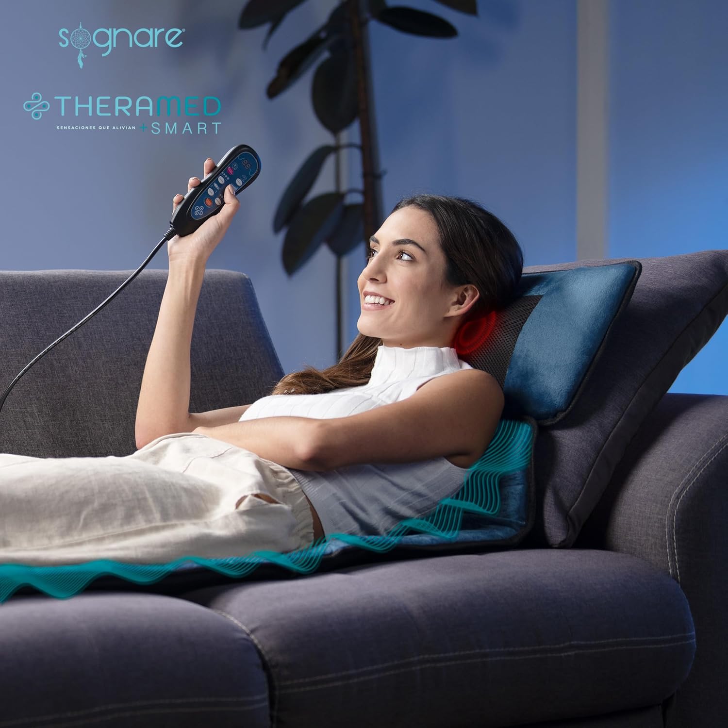 Sognare Theramed SMART Colchoneta de Masajeadora 10 Motores 3 Terapias Calor Infrarrojo