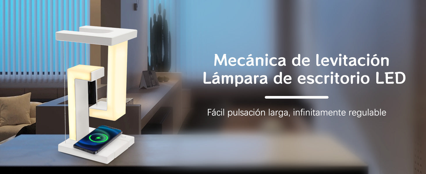 Lámpara de Mesa Levitante + Cargador Inalámbrico & USB-C Integrado 🌙⚡