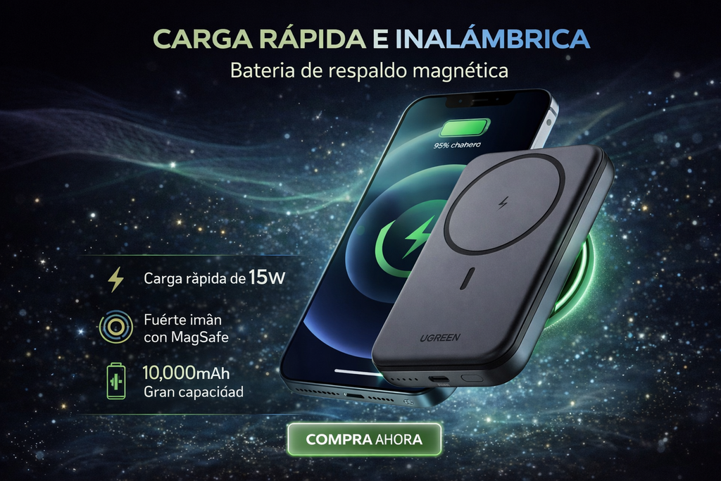 UGREEN 10000mAh Power Bank Inalabrico PD 20W Carga Raida