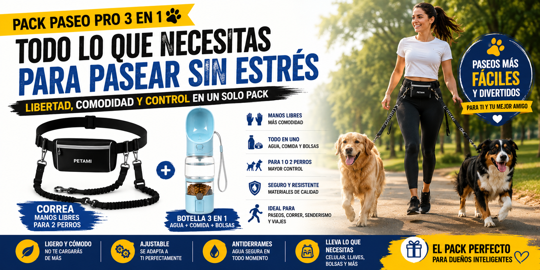 🦮PACK PASEO PRO  3 EN 1 PARA PERROS
