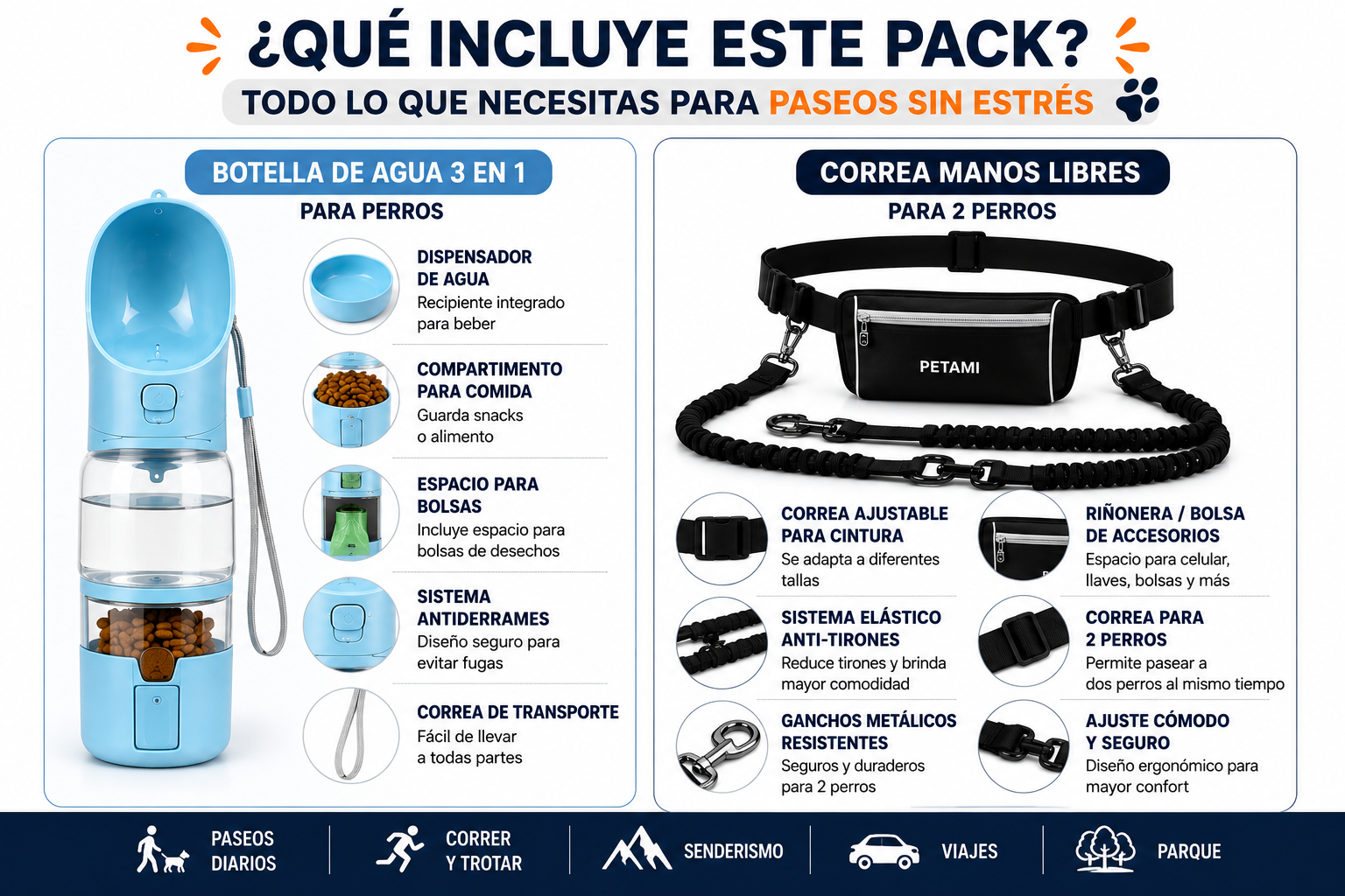 🦮PACK PASEO PRO  3 EN 1 PARA PERROS
