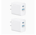 1 Hora 2 Pack GAN Cargador Tipo C con 2 Puertos Carga Rápida - USB C PD 20W + USB A QC 18W