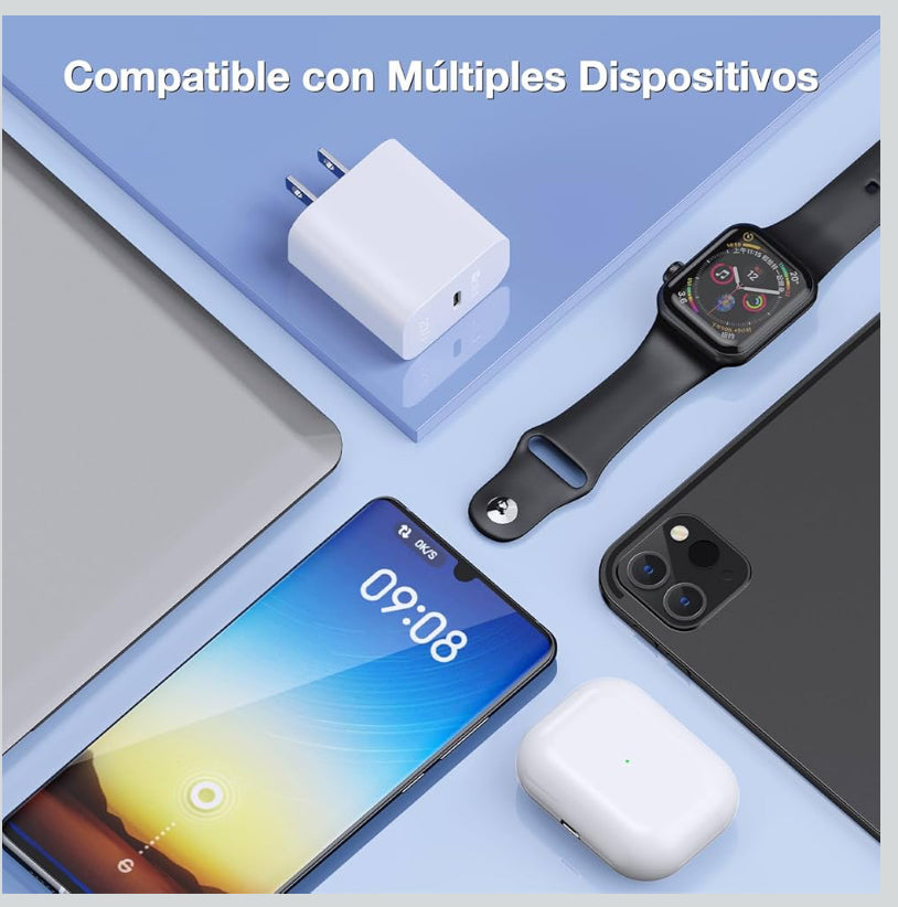 1 Hora PD 20W GAN Cargador Tipo C - Cargador Carga Rápida con 1M 3A Cable USB C a C