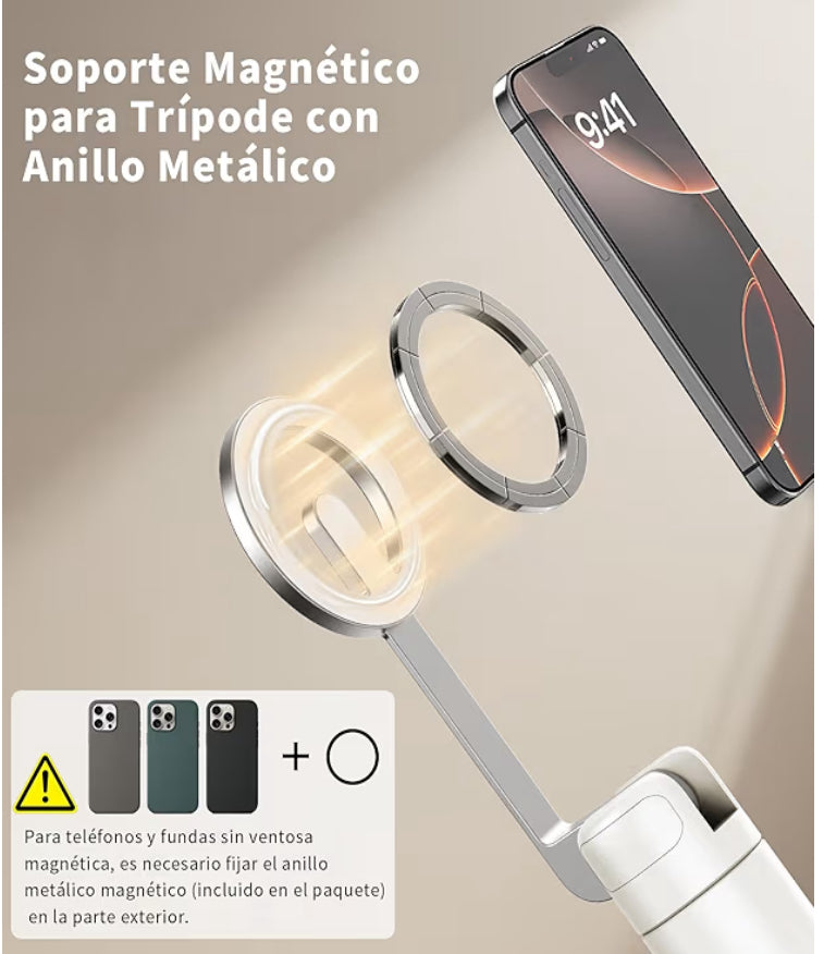 TONEOF Tripié Magnético 173 cm para Celular – Selfie Stick con Control Remoto Recargable