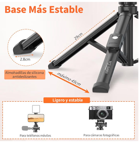 El trípode extensible de 170 cm para celular, ideal para vlogs, fotos familiares, transmisiones en vivo y viajes.