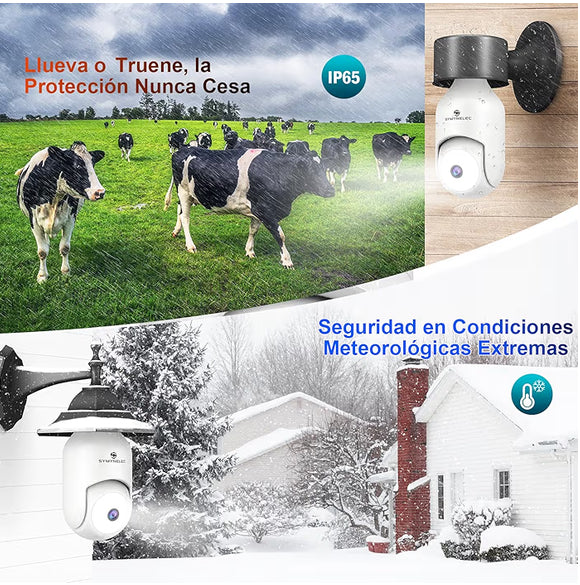 SYMYNELEC Foco con Cámara de Seguridad Exterior, 2.4GHz WiFi Inalámbrica Cámara de Vigilancia