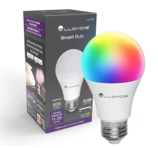 Foco Inteligente WiFi, Multicolor + Luz Blanca Fría y Cálida (RGB + Rango de Luz Blanca 2700K a 6500K, 800 Lumens en Luces Blancas)
