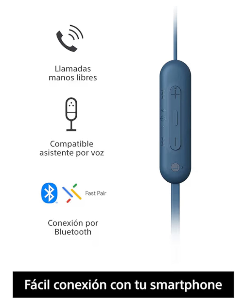 Sony WI-C100 - Audífonos inalámbricos intraauriculares con Banda para el Cuello