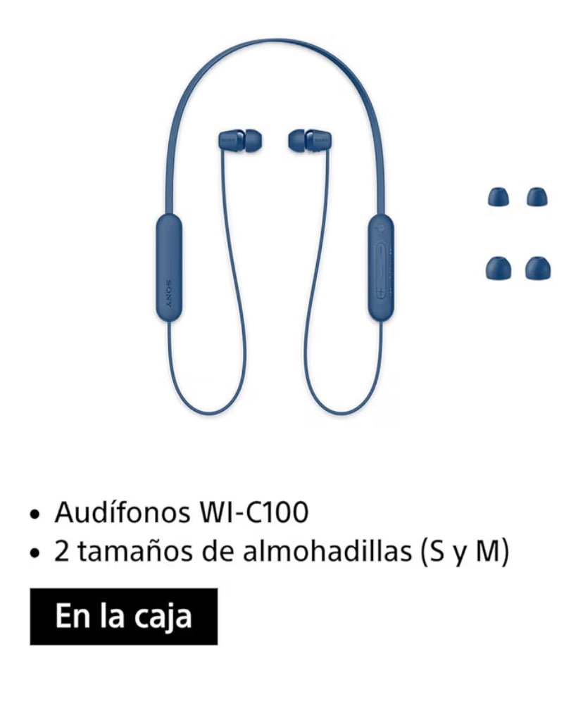 Sony WI-C100 - Audífonos inalámbricos intraauriculares con Banda para el Cuello