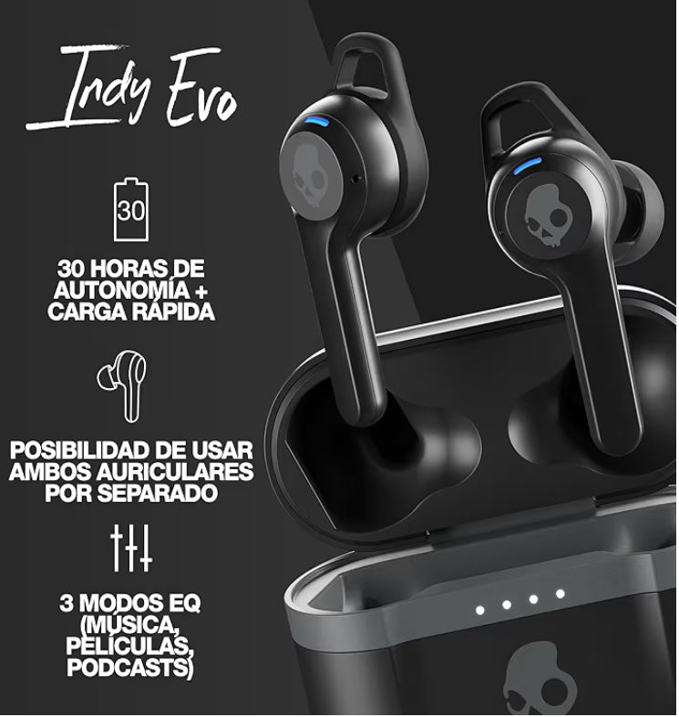 Skullcandy Indy EVO XT Auriculares In-Ear Inalámbricos, 30 h de Autonomía