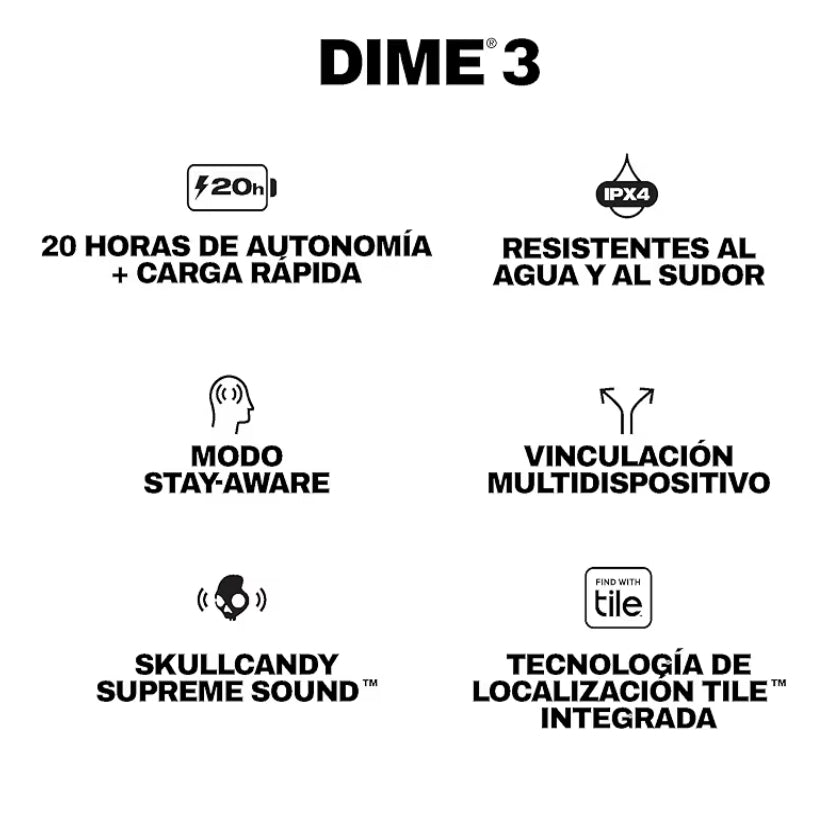 Skullcandy Dime 3 Auriculares In-Ear Inalámbricos
