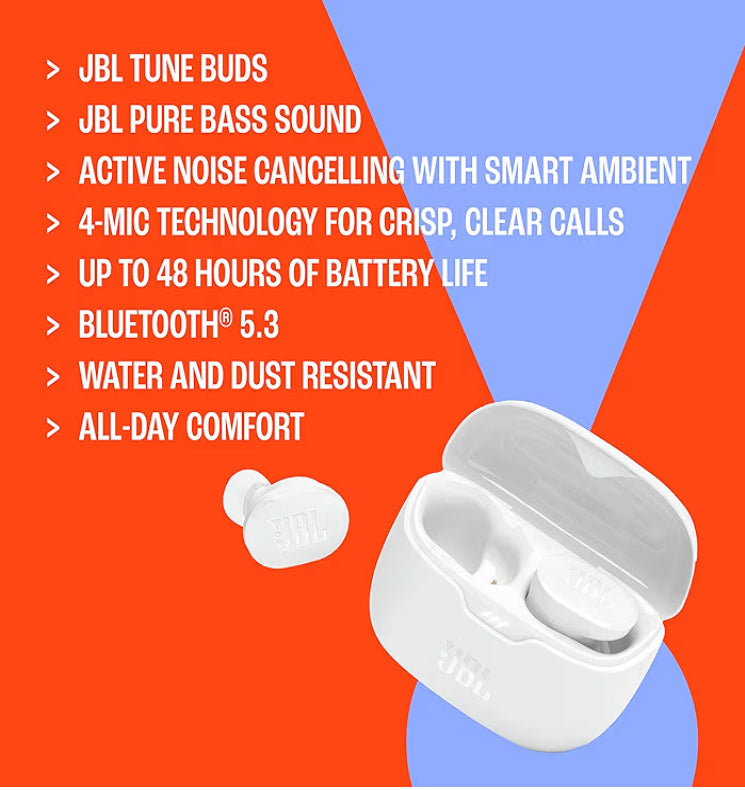 JBL Tune Buds, Audífonos Inalámbricos ANC Bluetooth, Drivers de 10mm