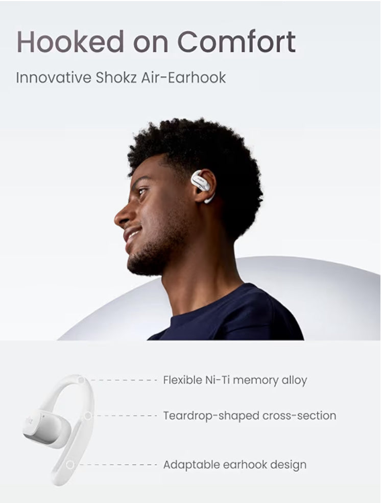 SHOKZ Auriculares Open-Ear OpenFit Air, Auriculares Bluetooth inalámbricos con Micrófono