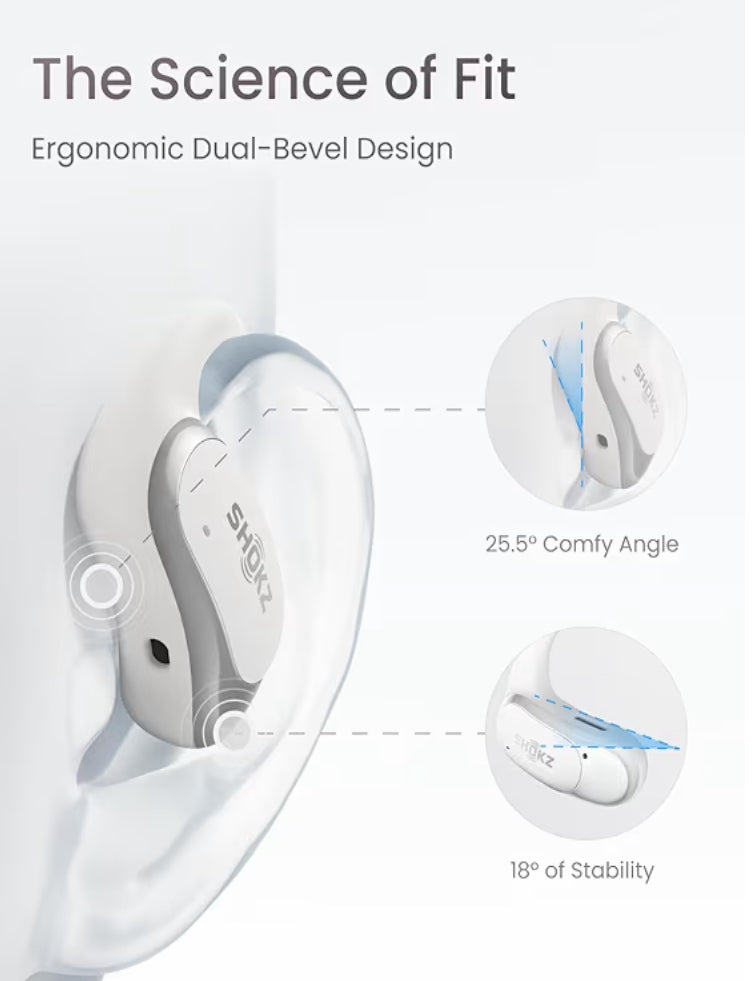 SHOKZ Auriculares Open-Ear OpenFit Air, Auriculares Bluetooth inalámbricos con Micrófono