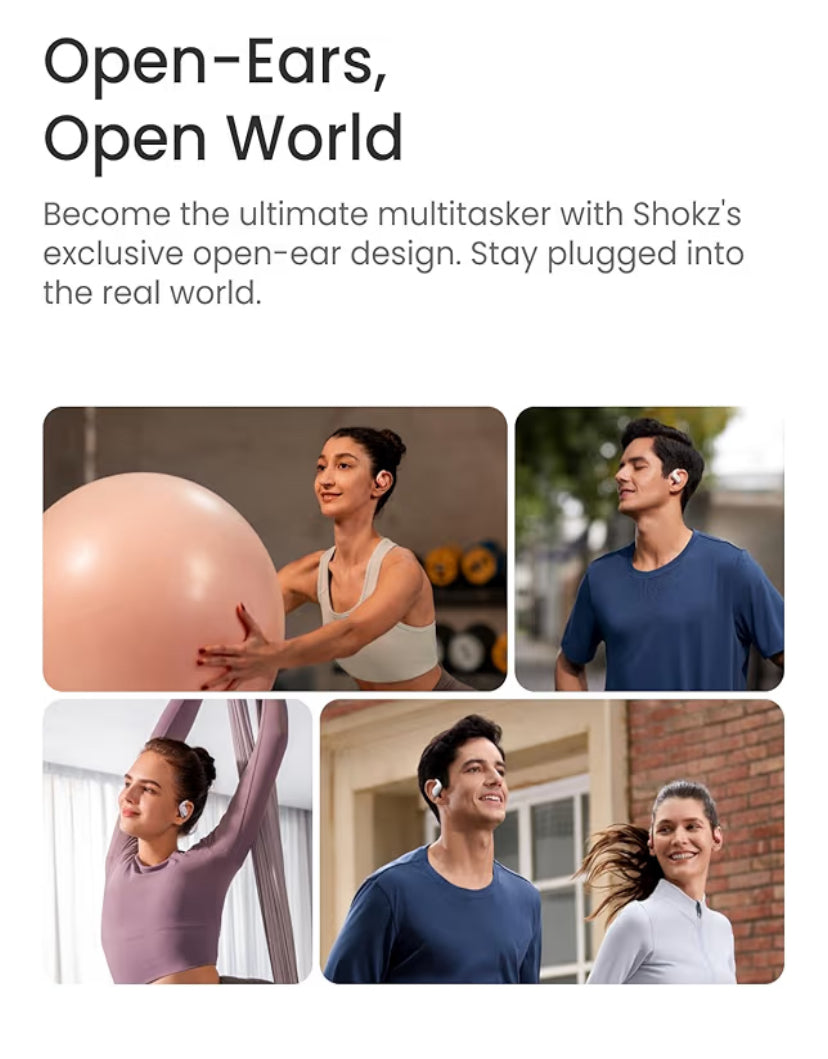 SHOKZ Auriculares Open-Ear OpenFit Air, Auriculares Bluetooth inalámbricos con Micrófono