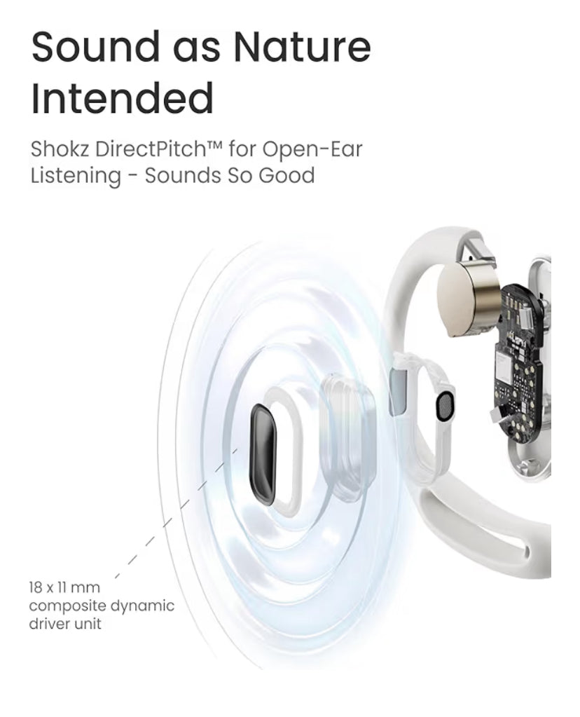 SHOKZ Auriculares Open-Ear OpenFit Air, Auriculares Bluetooth inalámbricos con Micrófono