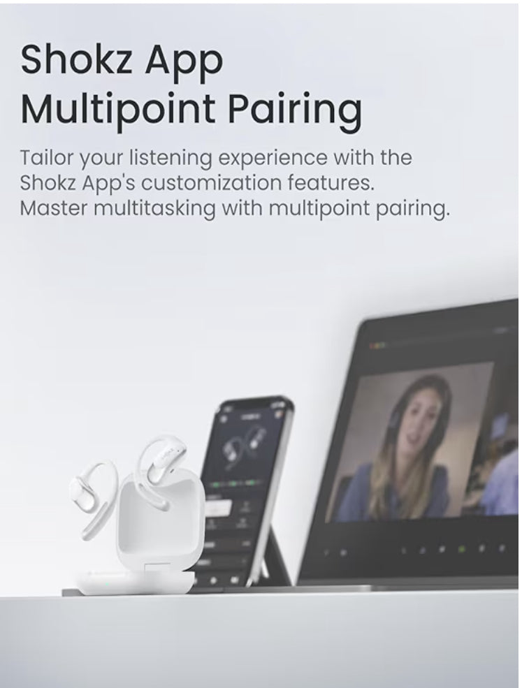 SHOKZ Auriculares Open-Ear OpenFit Air, Auriculares Bluetooth inalámbricos con Micrófono