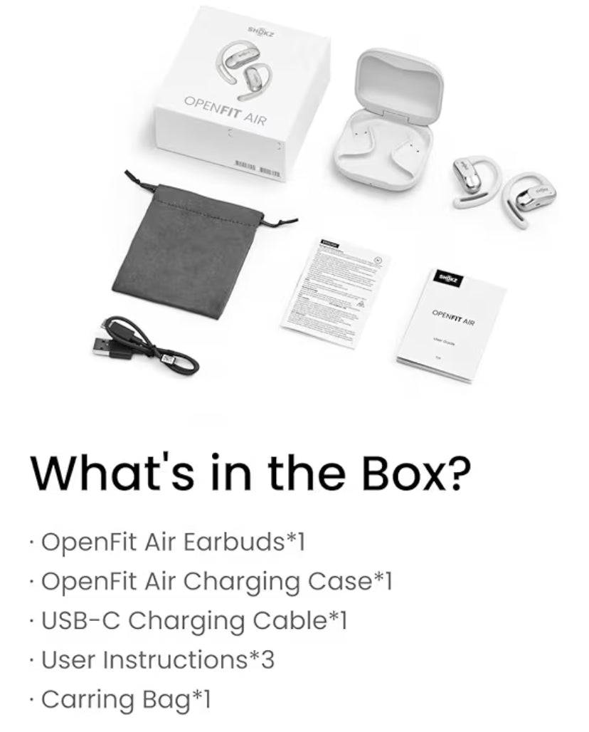 SHOKZ Auriculares Open-Ear OpenFit Air, Auriculares Bluetooth inalámbricos con Micrófono