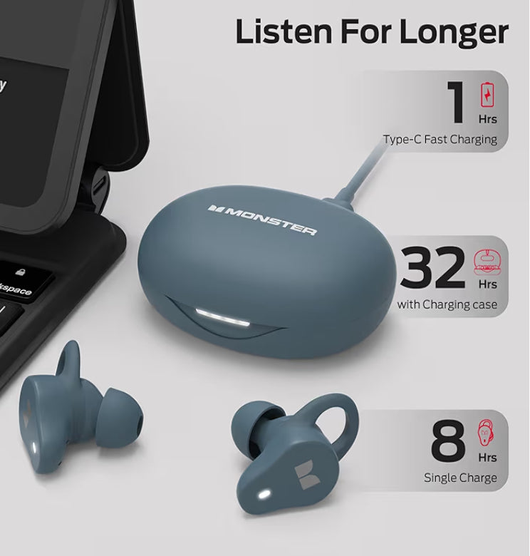 Monster N-Lite 210 Audífonos Inalámbricos, Auriculares Bluetooth 5.4, Drivers 13mm, Sonido Estéreo Inmersivo