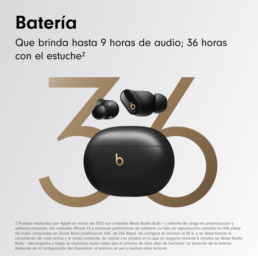 Beats Studio Buds + - True Wireless Noise Cancelling Earbuds - Black/Gold