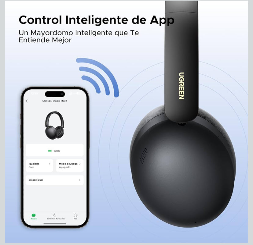 UGREEN Audífonos Inalámbricos Diadema con Micrófono, Auriculares Bluetooth 5.4 40mm Controladores, Audífonos Gamer 243g