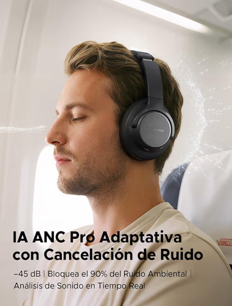 truefree Audífonos Inalámbricos Diadema, Bluetooth 6.0 Con controlador de 40 mm.