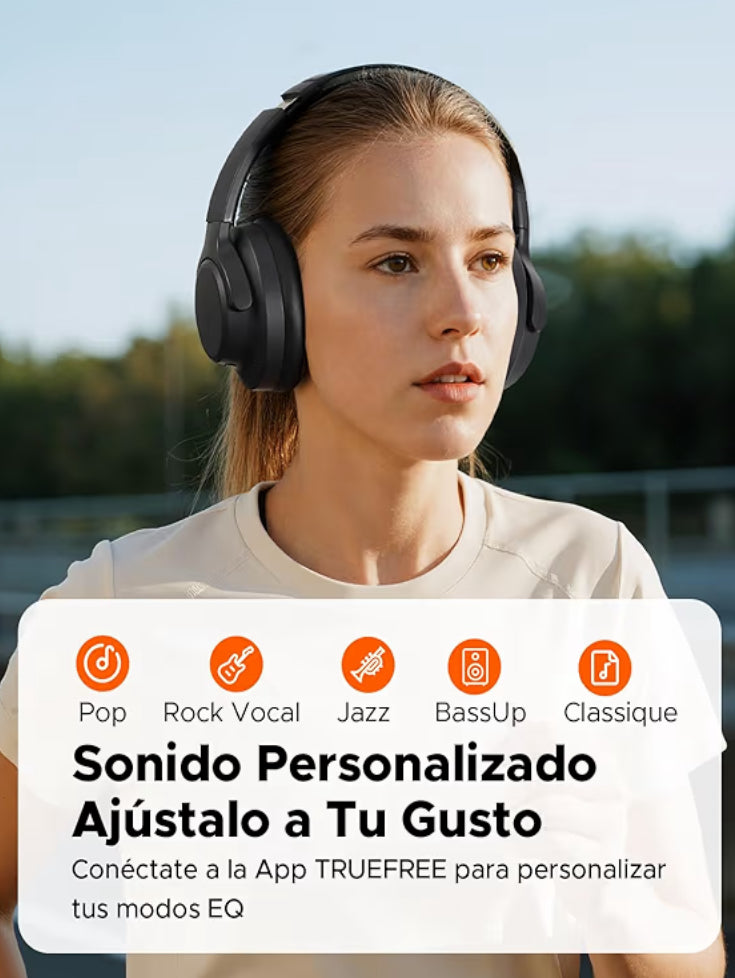 truefree Audífonos Inalámbricos Diadema, Bluetooth 6.0 Con controlador de 40 mm.
