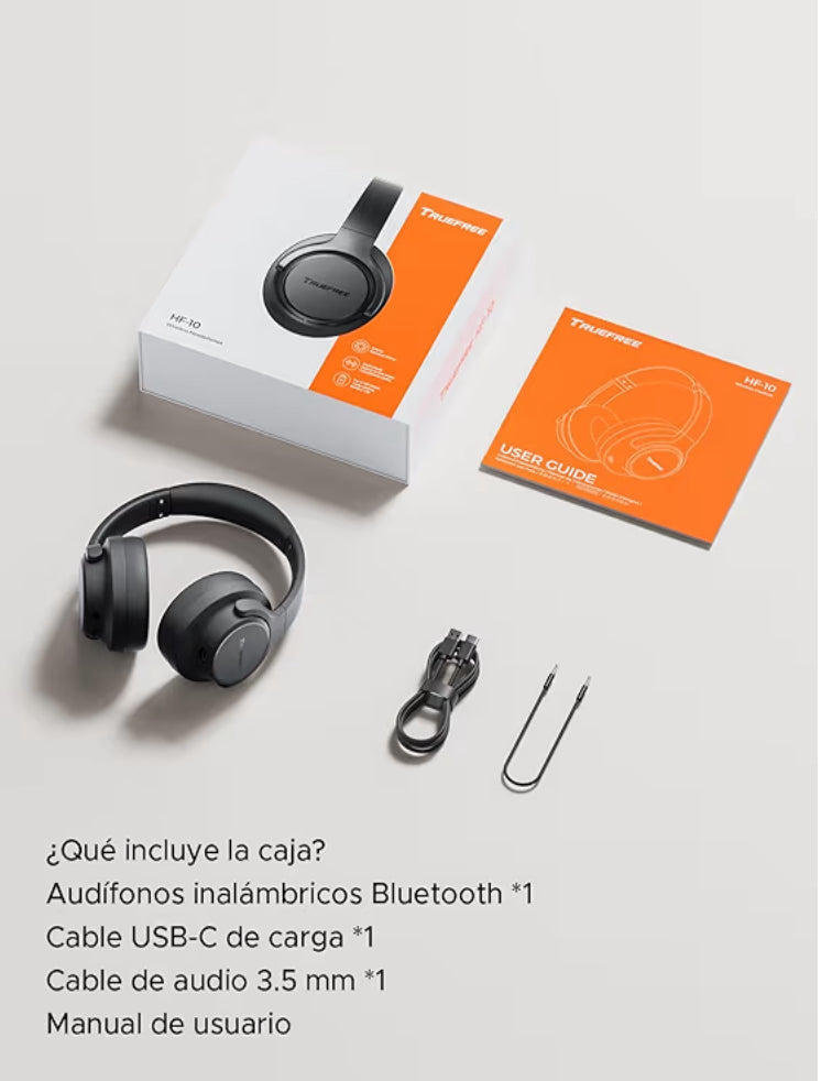 truefree Audífonos Inalámbricos Diadema, Bluetooth 6.0 Con controlador de 40 mm.