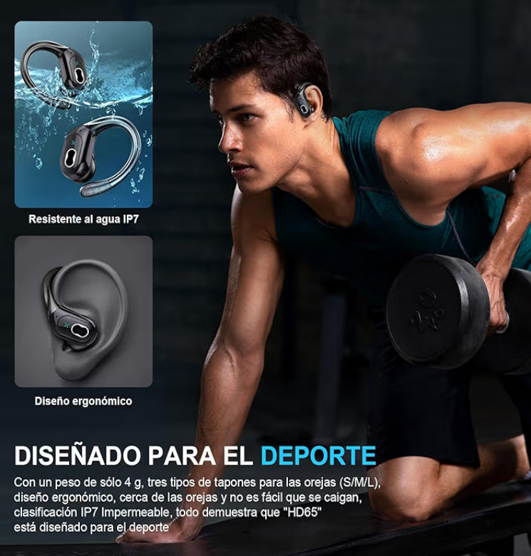 Audífonos Inalámbricos Deportivos, 75H Auriculares Bluetooth 5.3 HiFi Estéreo con HD Micrófono