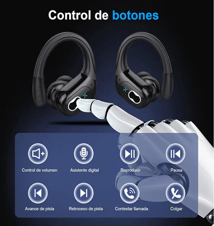 Audífonos Inalámbricos Deportivos, 75H Auriculares Bluetooth 5.3 HiFi Estéreo con HD Micrófono