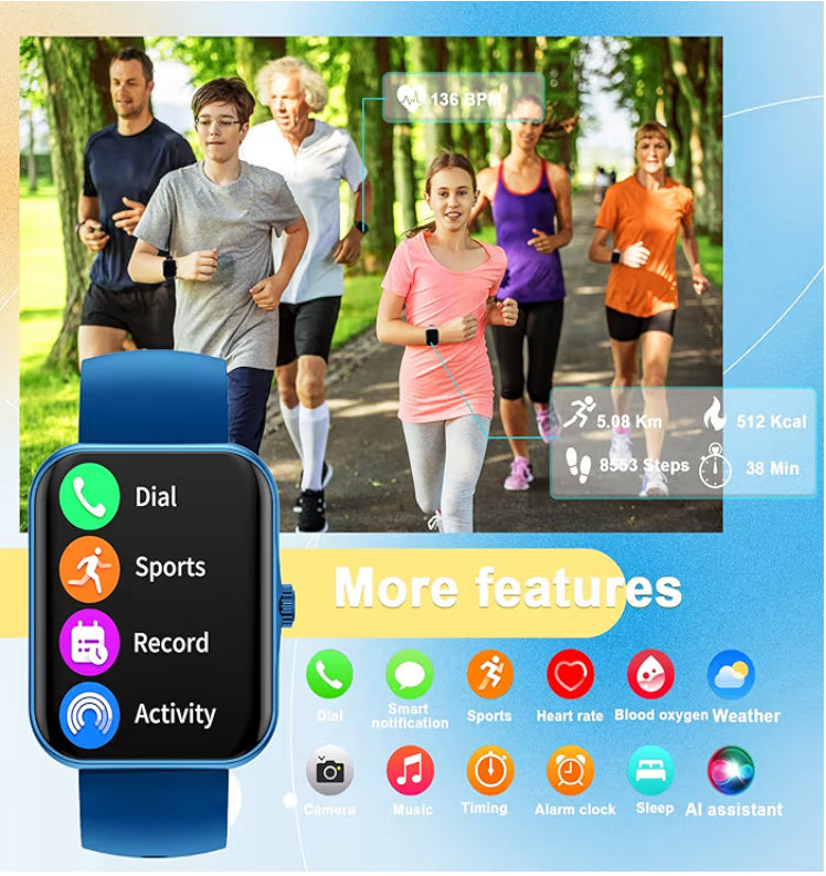 PTHTECHUS® Smartwatch para Niños y Niñas,1.83'' Reloj Inteligente con Llamada Bluetooth