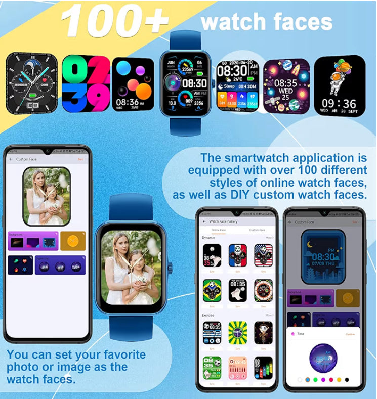 PTHTECHUS® Smartwatch para Niños y Niñas,1.83'' Reloj Inteligente con Llamada Bluetooth