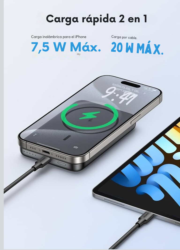 UGREEN 10000mAh Power Bank Inalabrico PD 20W Carga Raida